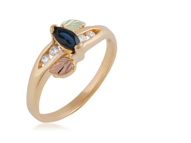 Sapphire and Diamonds - Black Hills Gold Ladies Ring