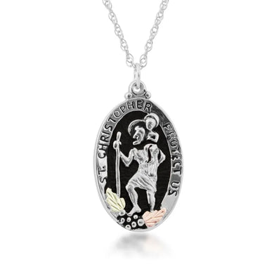 St Christopher - Sterling Silver Black Hills Gold Pendant