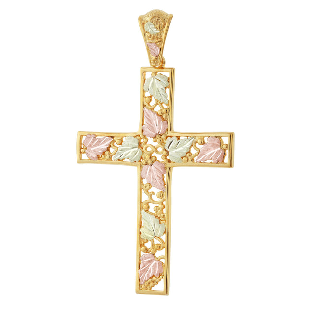 Black Hills Gold Large Cross Pendant & Necklace - Jewelry