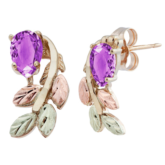 Black Hills Gold Pear Cut Amethyst Earrings - Jewelry