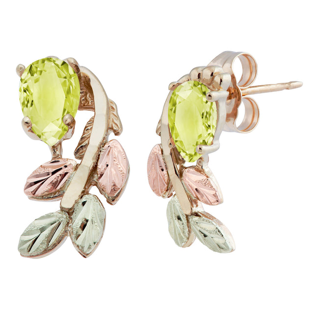 Black Hills Gold Pear Cut Peridot Earrings - Jewelry