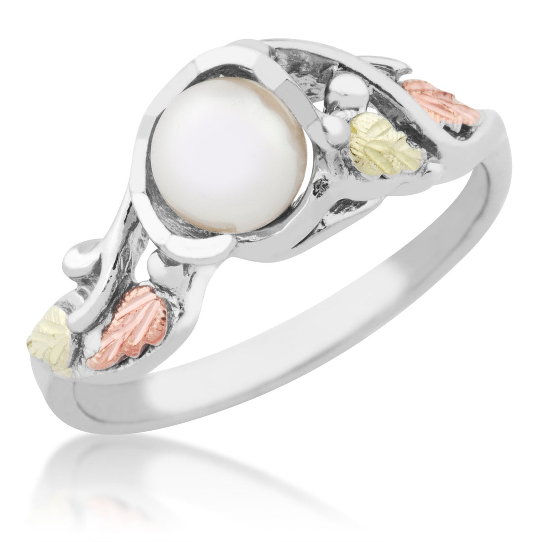 Sterling Silver Pearl Black Hills Gold Ring - Jewelry