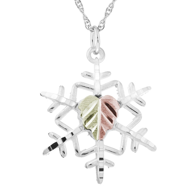 Sterling Silver Black Hills Gold Snowflake Pendant - Jewelry