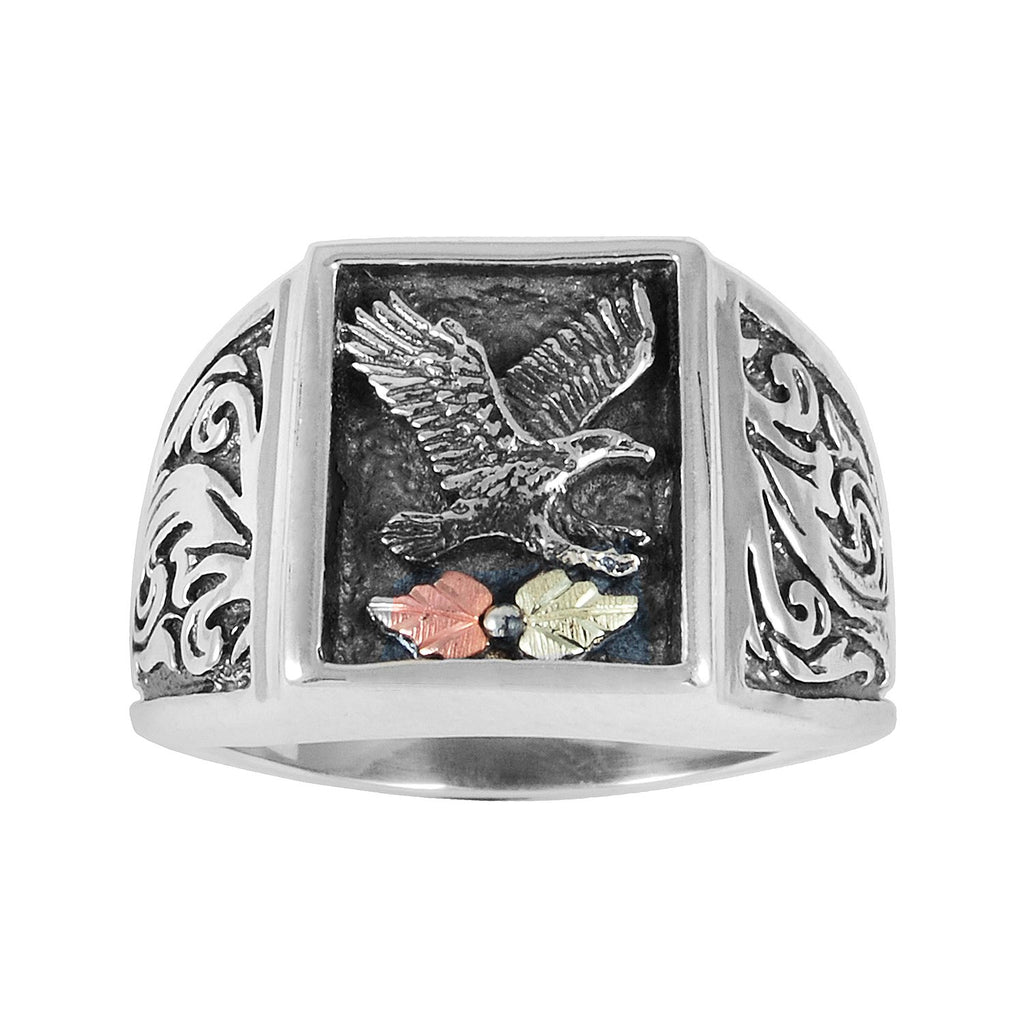 Oxidized Eagle - Sterling Silver Black Hills Gold Mens Ring – Fortune ...