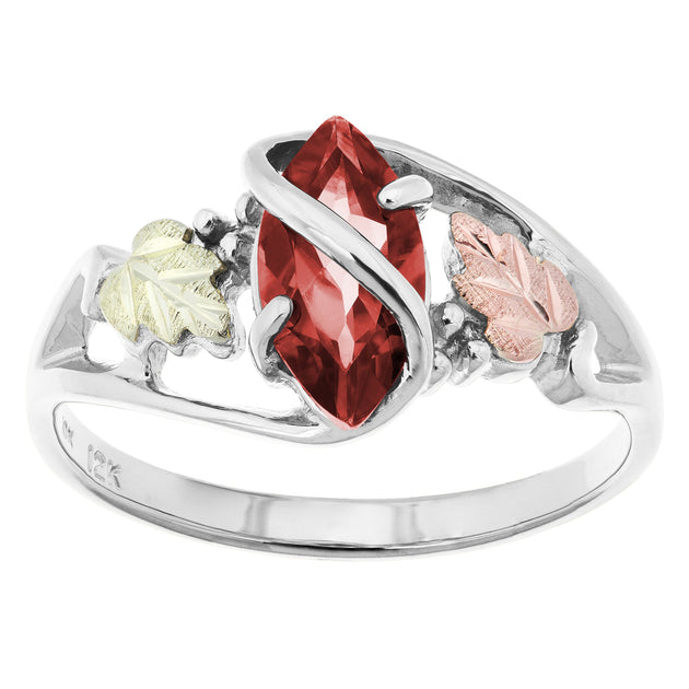 Sterling Silver Black Hills Gold Garnet Ring - Jewelry