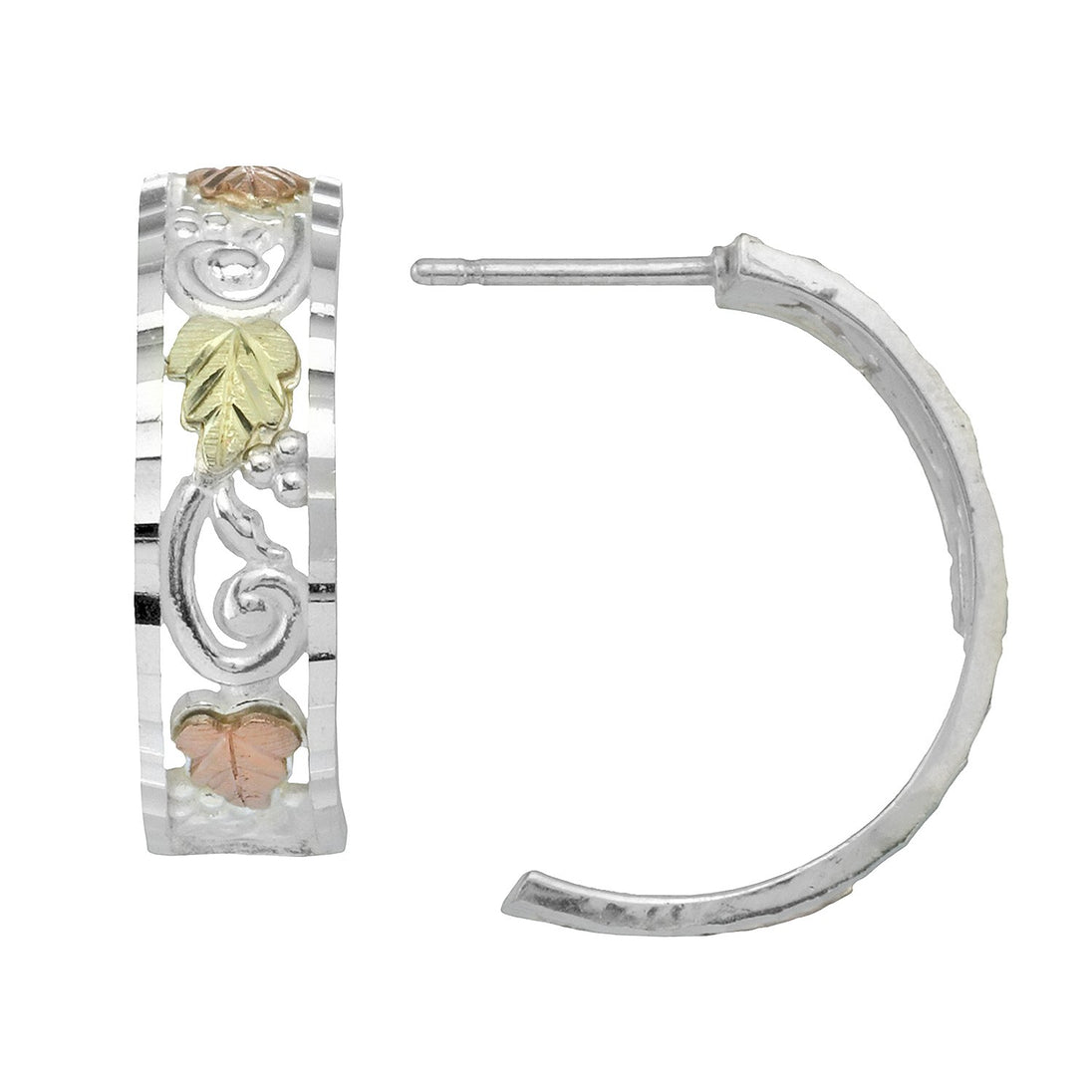 Sterling Silver Black Hills Gold Half Hoop Earrings I - Jewelry