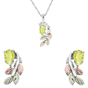 Sterling Silver Pear Cut Peridot Earrings & Pendant Set - Jewelry