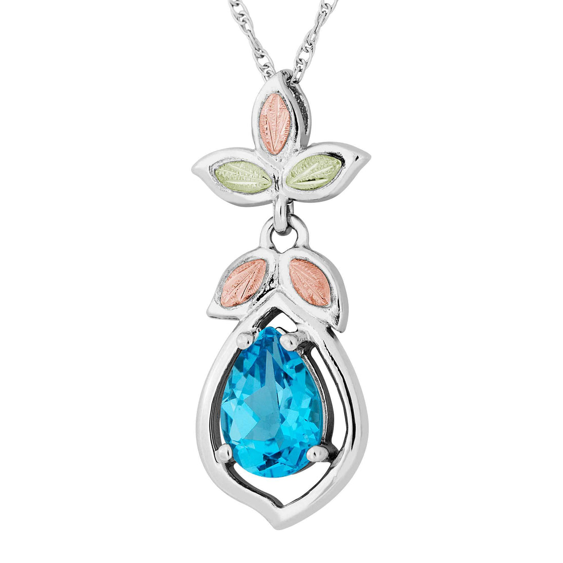 Sterling Silver Black Hills Gold Swiss Blue Topaz Pendant - Jewelry