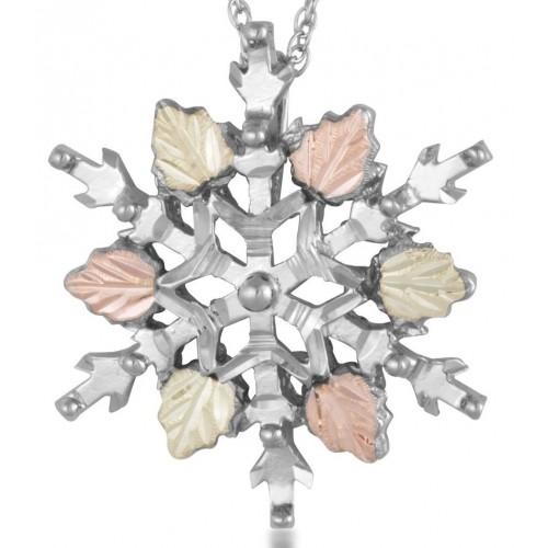 Sterling Silver Black Hills Gold Snowflake Pendant - Jewelry