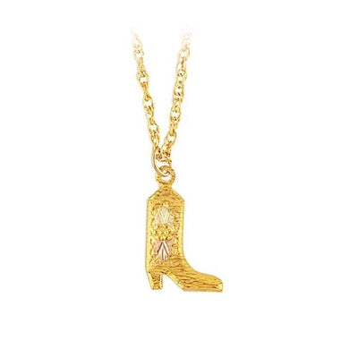 Black Hills Gold Ladies Boot Pendant & Necklace - Jewelry