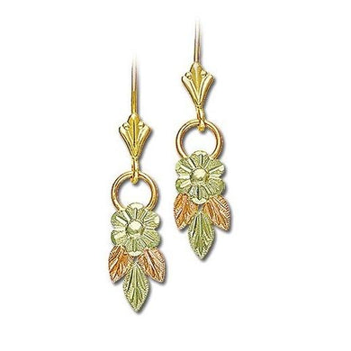 Dangling Flower Black Hills Gold Earrings - Jewelry