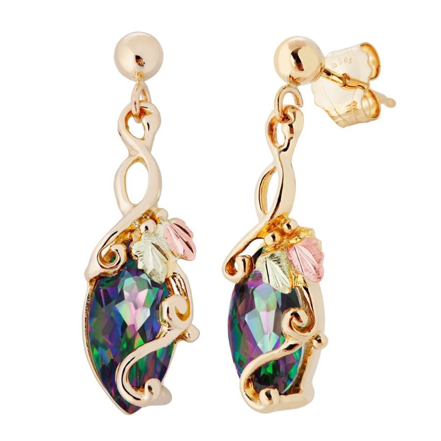 Foliage Mystic Fire Topaz Black Hills Gold Earrings - Jewelry