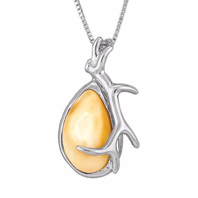 Wind River Elk Ivory Sterling Silver Pendant - Jewelry