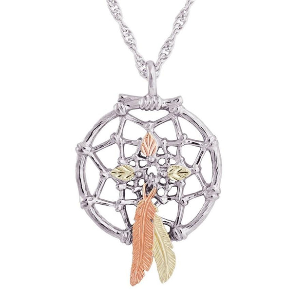 Sterling Silver Black Hills Gold Dreamcatcher Style II Pendant - Jewelry