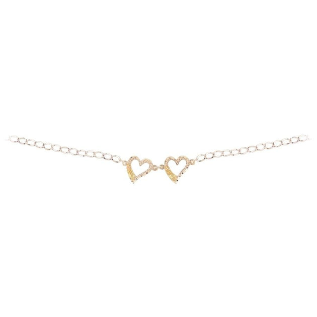 Sterling Silver Black Hills Gold Two Heart Bracelet - Jewelry