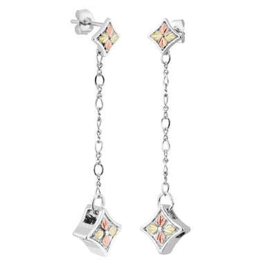 Dangling Foliage - Sterling Silver Black Hills Gold Earrings