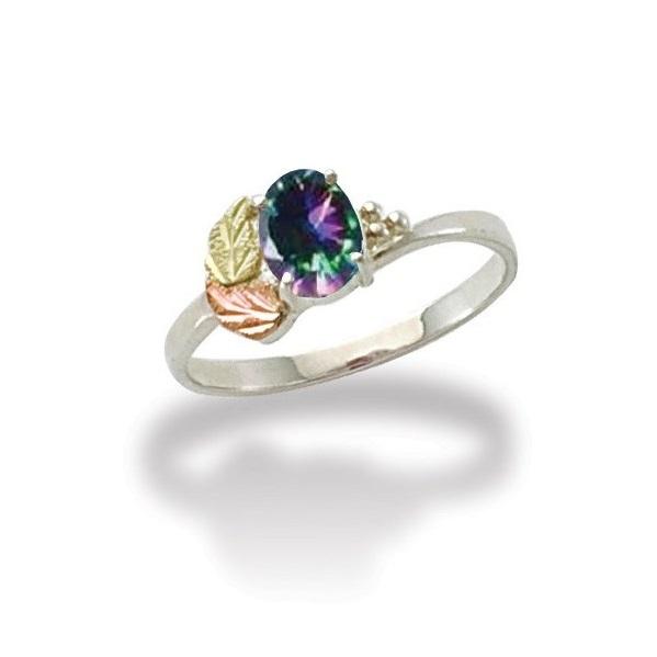 Sterling Silver Black Hills Gold Pretty Mystic Fire Topaz Ring - Jewelry