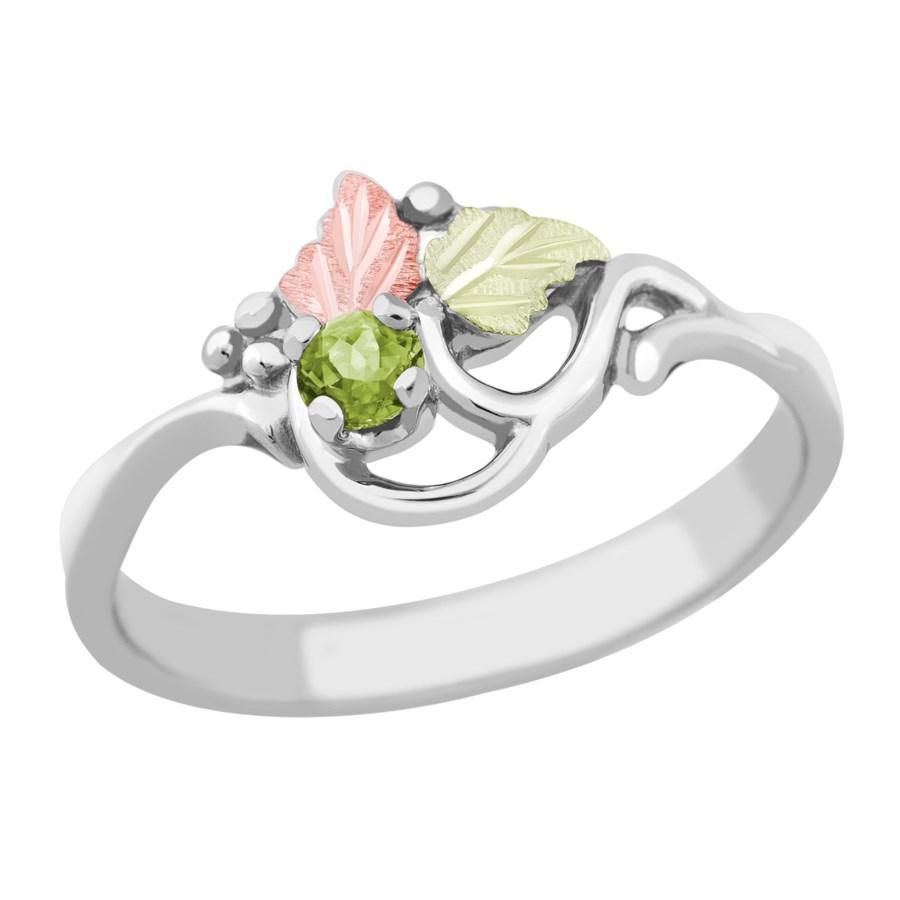 Sterling Silver Black Hills Gold Peridot Foliage Ring - Jewelry