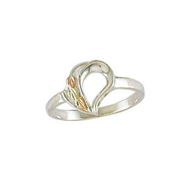 Sterling Silver Black Hills Gold Modern Heart Ring - Jewelry