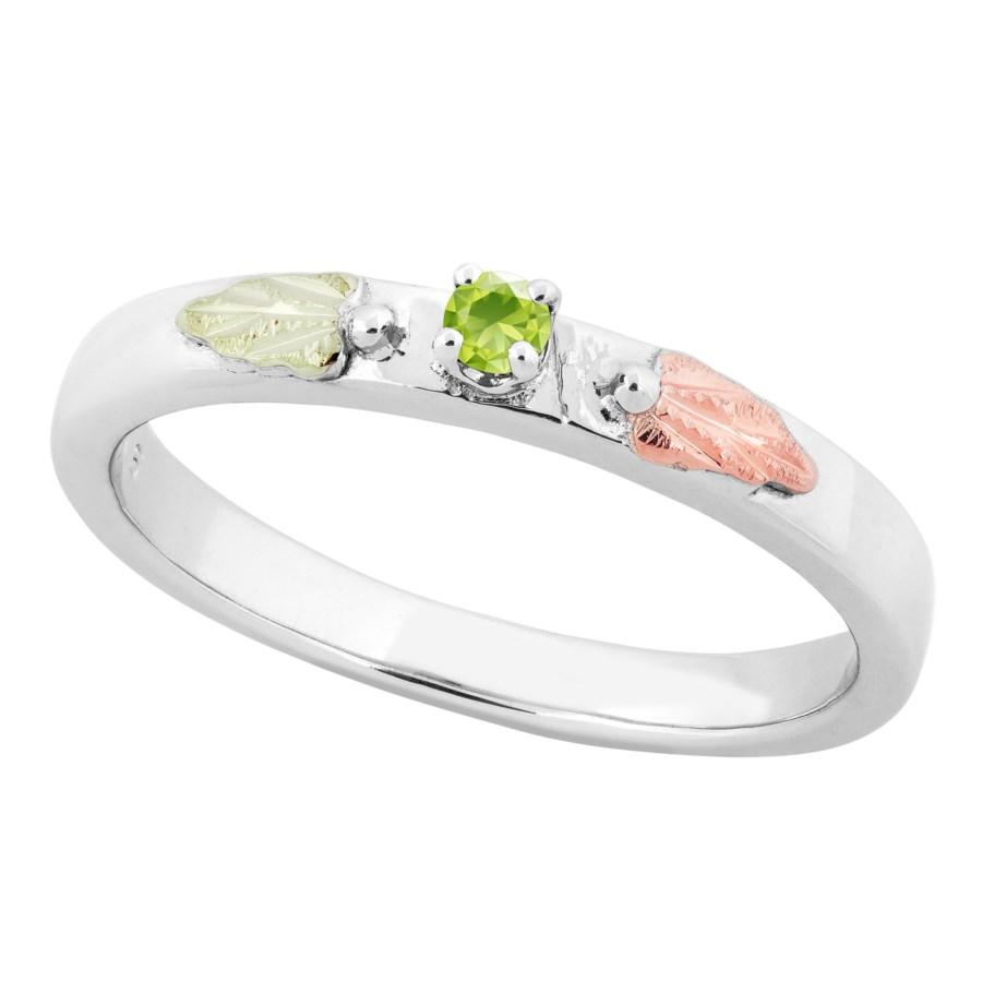 Sterling Silver Black Hills Gold Peridot Foliage Ring II - Jewelry