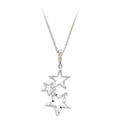 Sterling Silver Black Hills Gold Stars Pendant - Jewelry