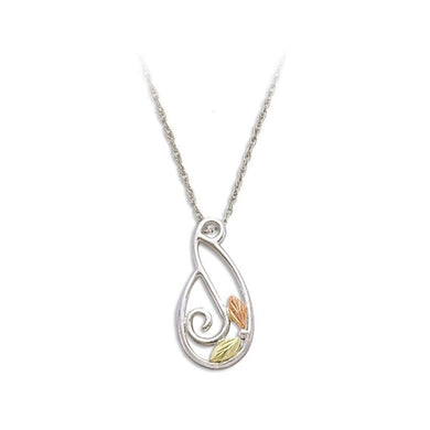 Sterling Silver Black Hills Gold Foliage Swirl Pendant II - Jewelry