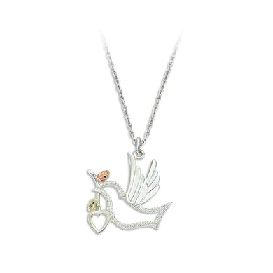 Sterling Silver Black Hills Gold Peace Dove Pendant - Jewelry