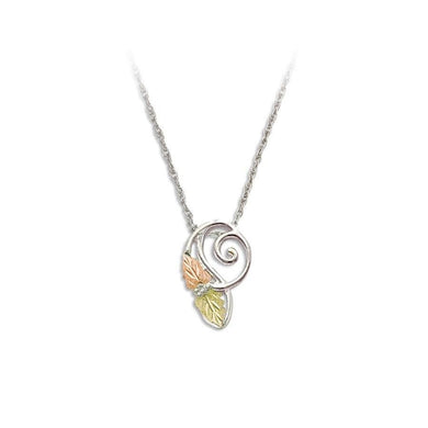 Sterling Silver Black Hills Gold Foliage Swirl Pendant V - Jewelry