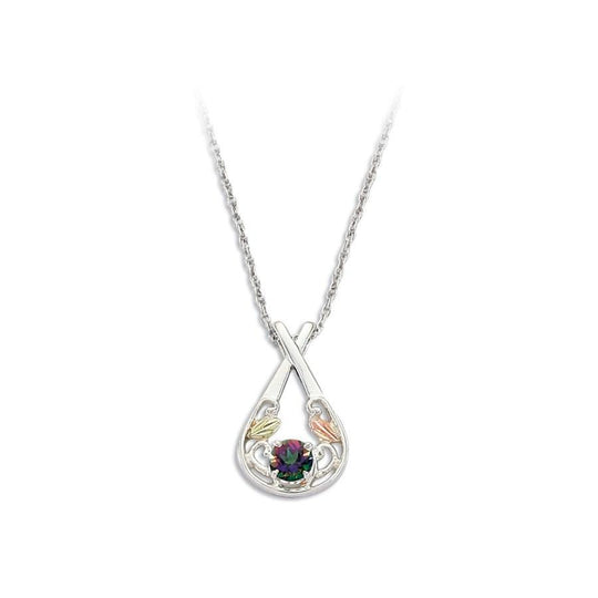 Sterling Silver Black Hills Gold Mystic Fire Topaz Teardrop Pendant - Jewelry