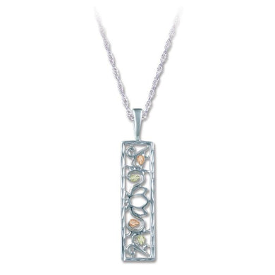 Sterling Silver Black Hills Gold Foliage Bar Pendant II - Jewelry